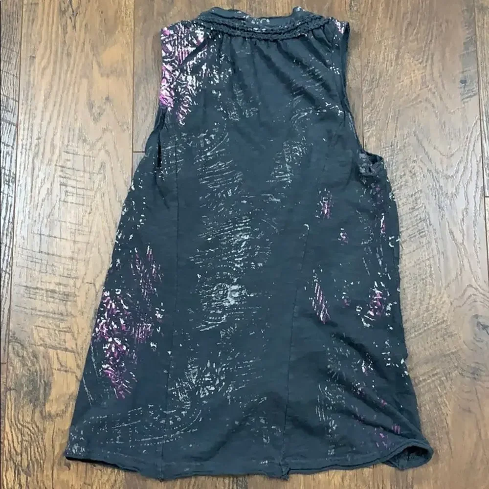 Free People Paint Splatter Braided Gray Sleeveless Top - Picture 6 of 8